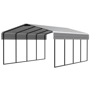 generic heavy-duty steel 12' x 20' x 7' carport, garage, car shelter, protects car, truck, suv, tractor, boat, patio furniture, durable, all-season, easy assembly, grey, gray, sc122007g