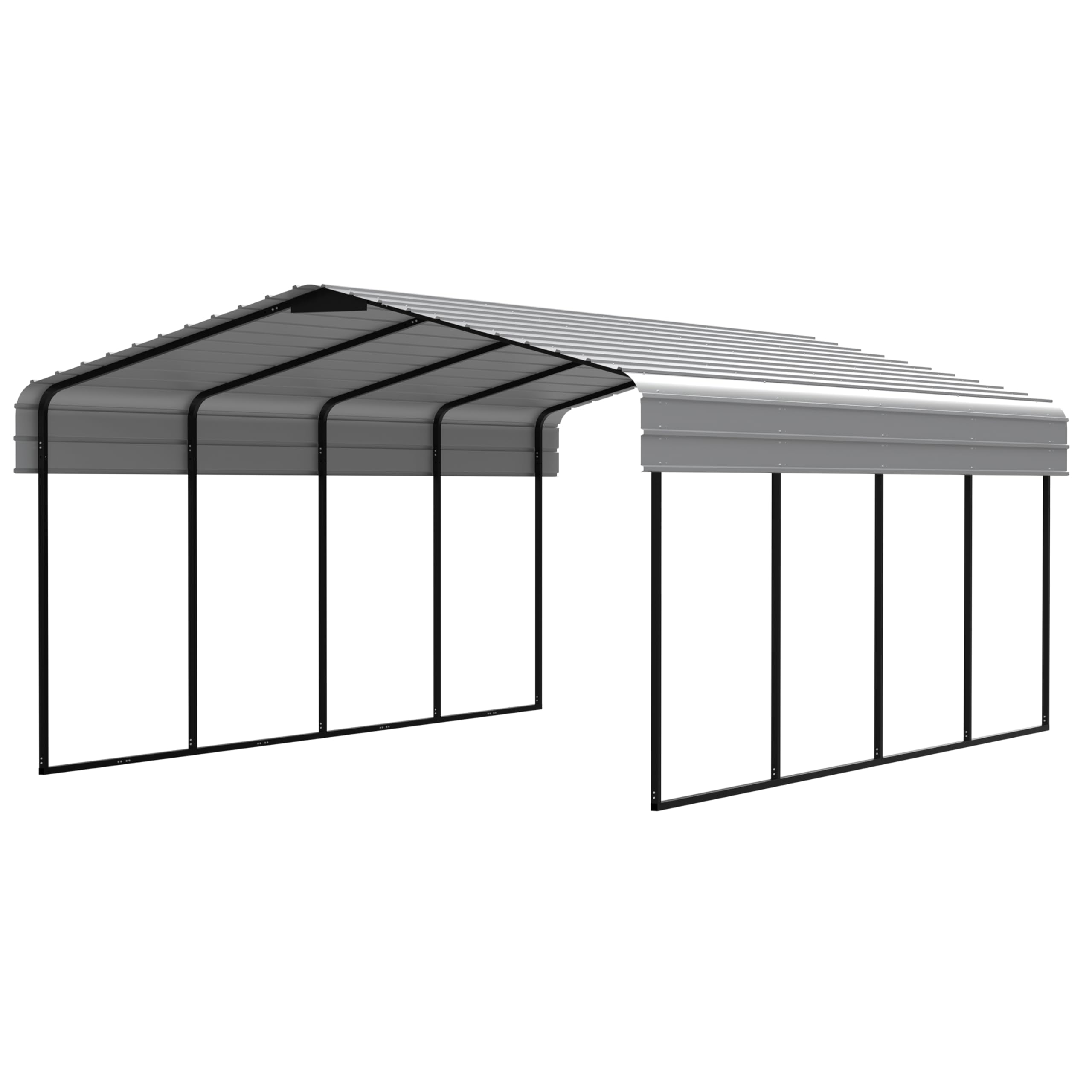 Generic Heavy-Duty Steel 12' x 20' x 7' Carport, Garage, Car Shelter, Protects Car, Truck, SUV, Tractor, Boat, Patio Furniture, Durable, All-Season, Easy Assembly, Grey, Gray, SC122007G