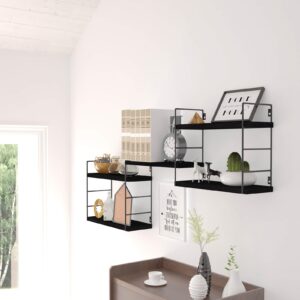 Eifiwot Floating Wall Shelves, Wooden partitions,Wall-Mounted Storage Rack, Various Combinations can be Adjusted, Suitable for Bedroom, Living Room, Office, or Any Other Space it Might fit (Black)