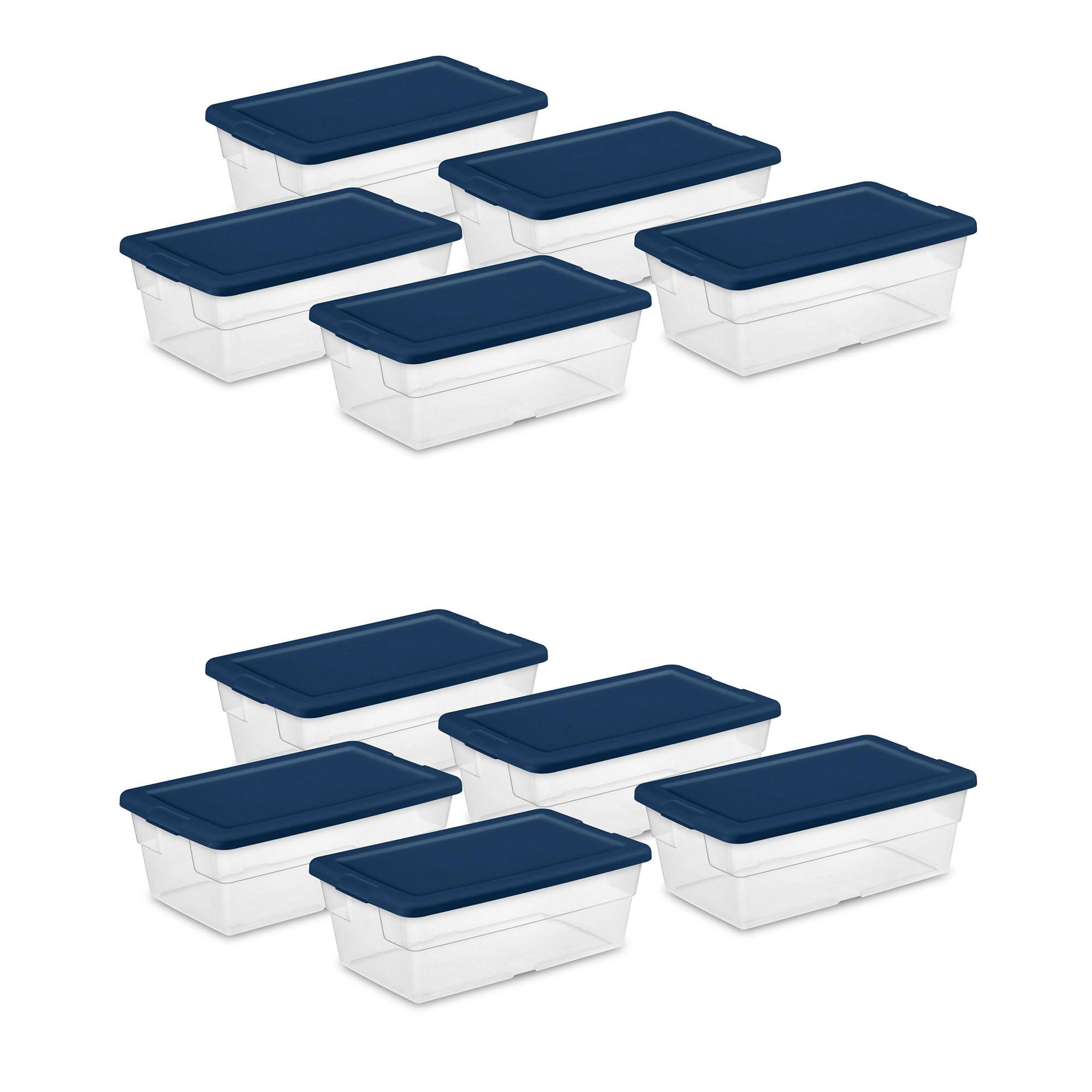 Sterilite Stackable 6 Quart Home Storage Box with Handles and Lid for Efficient, Space Saving Household Storage and Organization, (10 Pack)