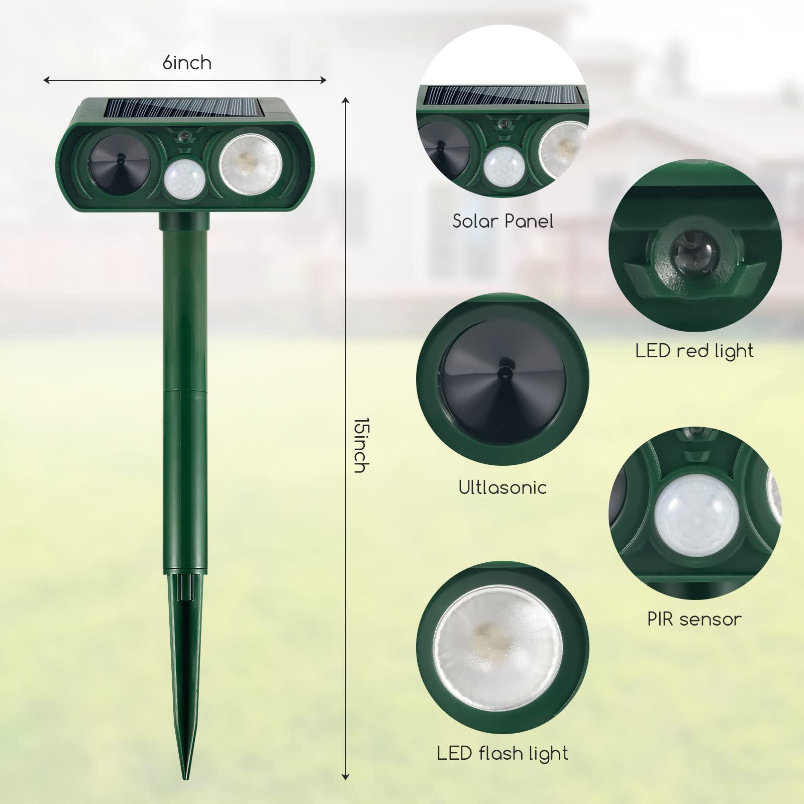 Upgraded Animal Repellent Outdoor,2 Pack Solar Animal Repeller with Motion Sensor Ultrasonic Cat Repellent Deer Repellent Devices Coyote Deterrent to Scare Raccoon Rabbit Squirrel Skunk Out of Yard