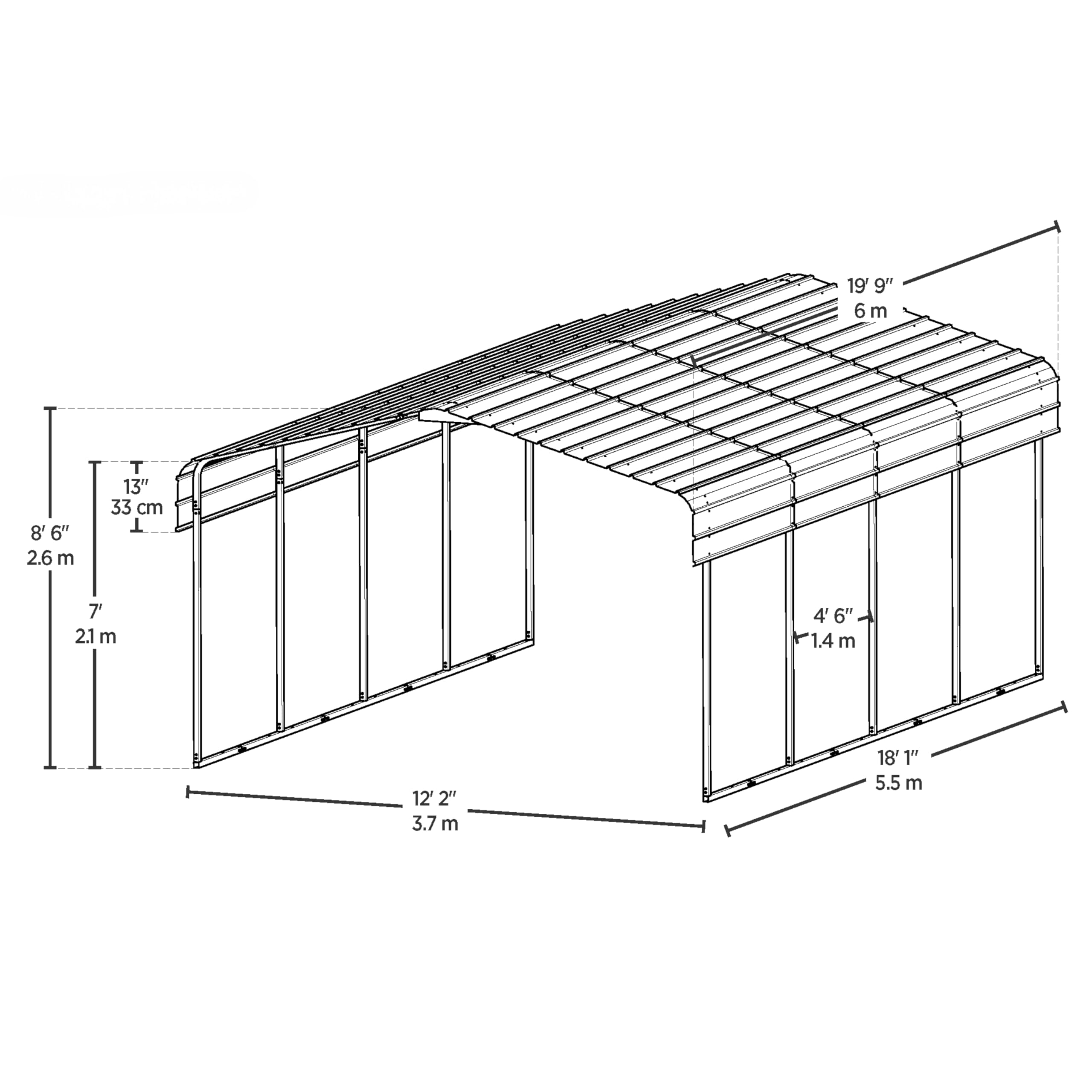 Generic Heavy-Duty Steel 12' x 20' x 7' Carport, Garage, Car Shelter, Protects Car, Truck, SUV, Tractor, Boat, Patio Furniture, Durable, All-Season, Easy Assembly, Grey, Gray, SC122007G