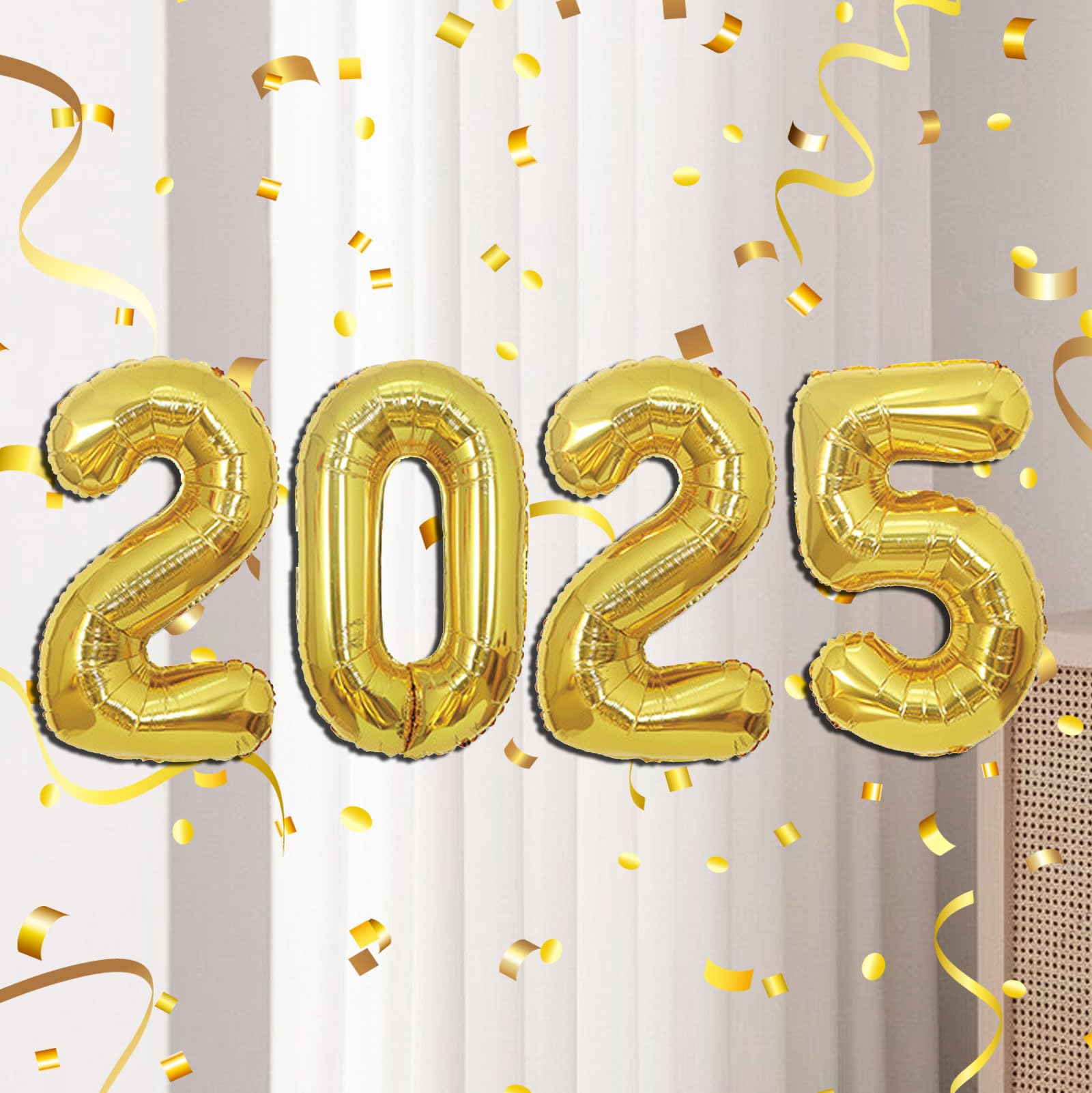 16 Inch 2025 Balloons Number 2025 Foil Balloons for New Years Eve Party Supplies Anniversary Party Graduation Decorations Home Office Decoration, Gold