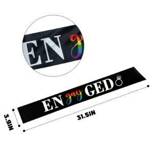 Engayged Sash - LGBTQ Accessory - Gay Pride Lesbian Wedding Shower Bachelor Bachelorette Party Decorations - Same Sex Engagement Party Satin Sash for Bride and Groom