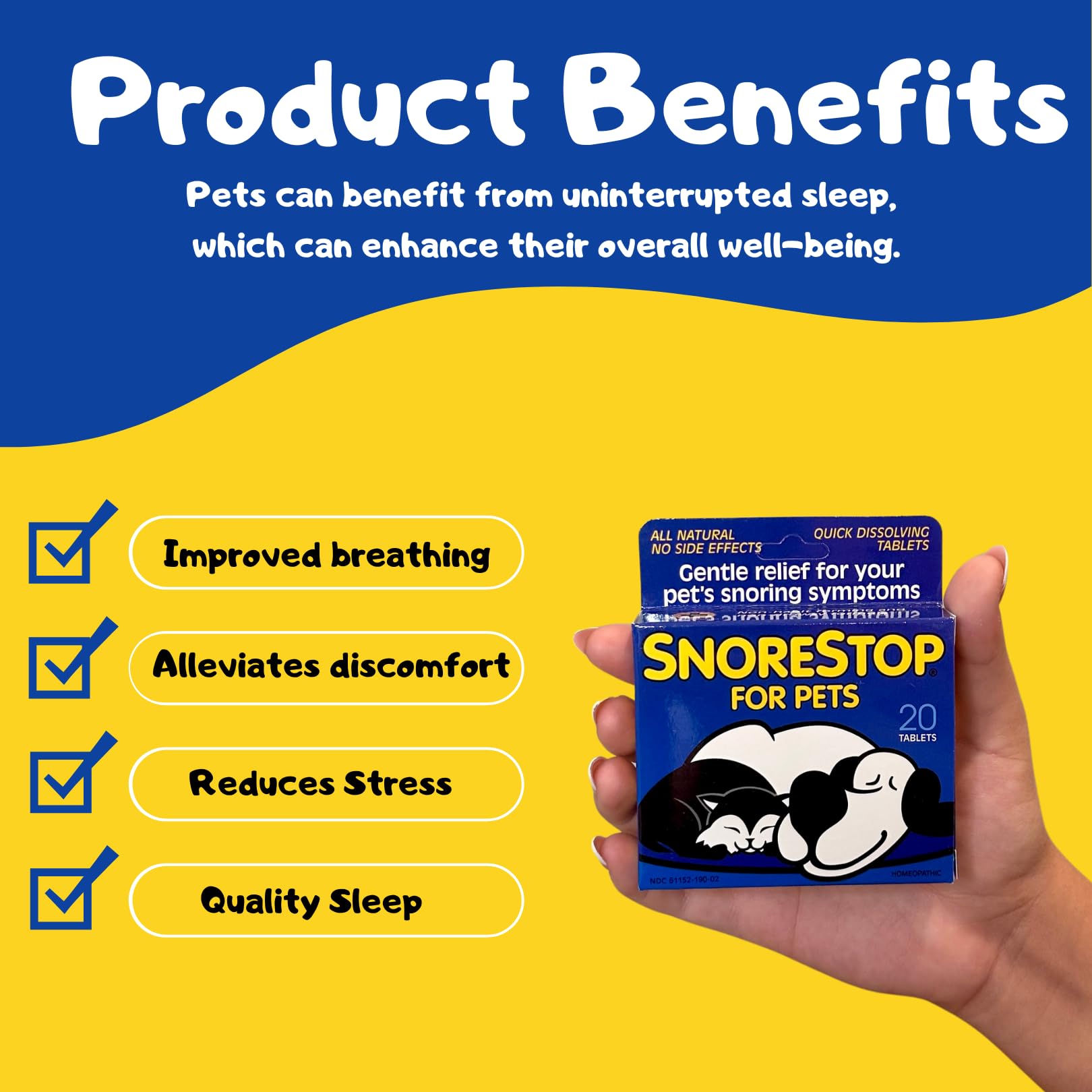 SnoreStop for Pets 20 Chewable Tablets I Natural Anti-Snoring Solution I Snore Relief for Dogs Cats I Stop Snoring Aid I Sleep Remedy I Device Free I Helps Stop Snores I Anti-Snore Aid (3 Pack)