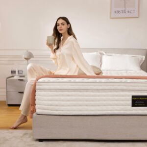 unipon king size mattress, 14 inch king hybrid mattress with gel memory foam, bed mattress extra lumbar support for pressure relief