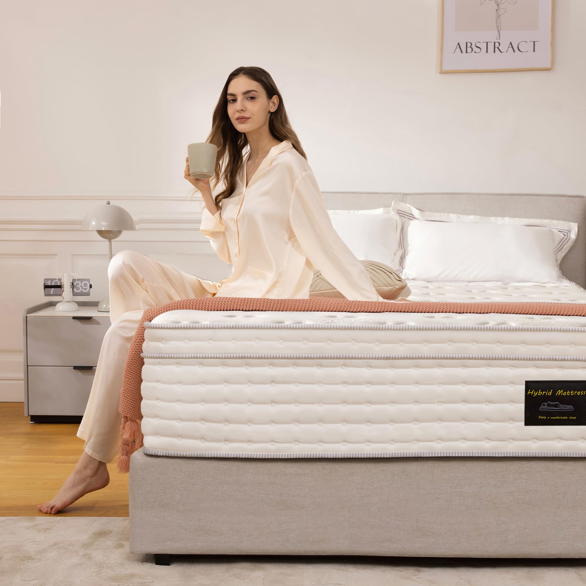 UniPon King Size Mattress, 14 Inch King Hybrid Mattress with Gel Memory Foam, Bed Mattress Extra Lumbar Support for Pressure Relief