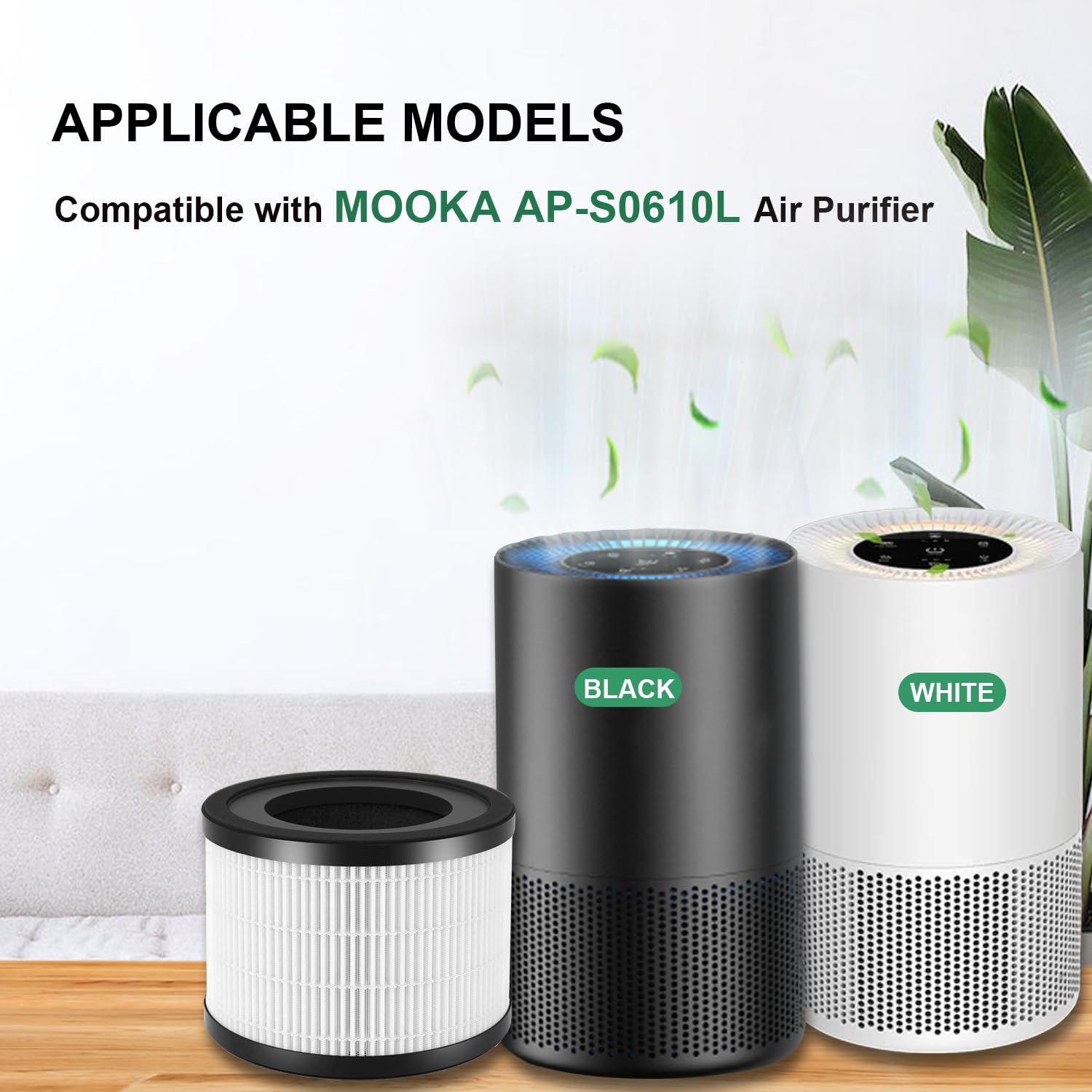 Skydiras AP-S0610L Air Purifier Filter Replacement, Compatible with MOOKA AP-S0610L Air Cleaner Purifier, 3-IN-1 H13 True HEPA & Activated Carbon Filter & Pre-Filter, 2 Pack