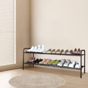 Glynym 2-Tier Long Metal Shoe Rack,Extra Large Capacity Adjustable Shoe Organizer Shelf for Closet Entryway,Bronze 42" W × 16.1" H