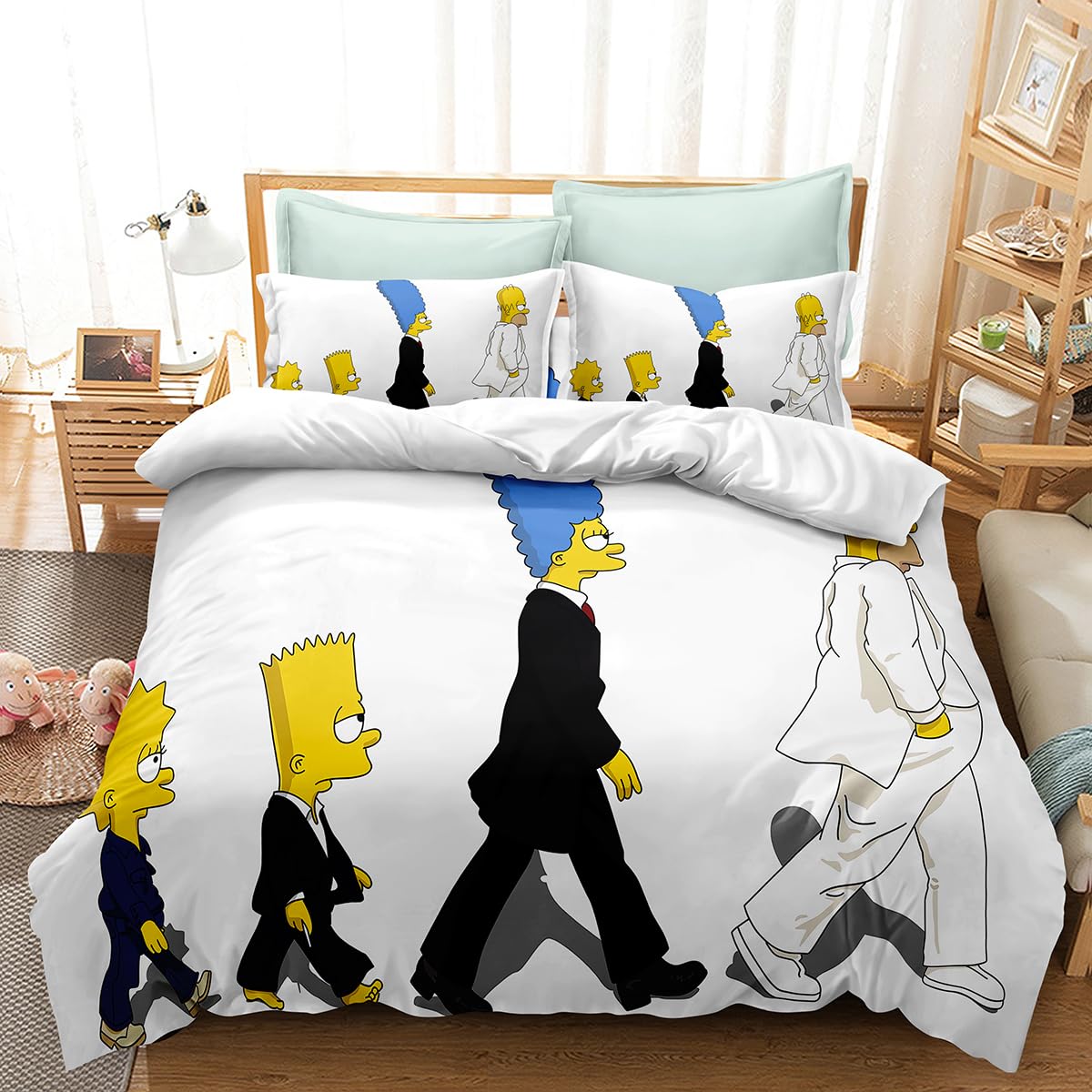 JewosS Simpsons 3-Pcs Bedding Set (1 Duvet Cover + 2 Pillow Case) Bedroom Decoration Soft Comfortable Breathable Bedding Set (Twin), Style6, XSP18