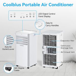 12000 BTU Portable Air Conditioners Cool Up to 550 Sq.Ft,3-in-1 AC Unit with Remote Control/LED Display/Installation Kits & Screwdriver/24Hrs Timer for Home/Office,12000BTU