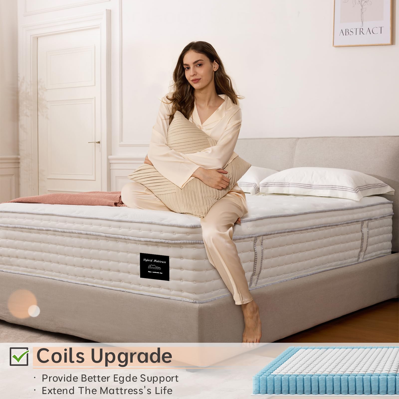 UniPon King Size Mattress, 14 Inch King Hybrid Mattress with Gel Memory Foam, Bed Mattress Extra Lumbar Support for Pressure Relief