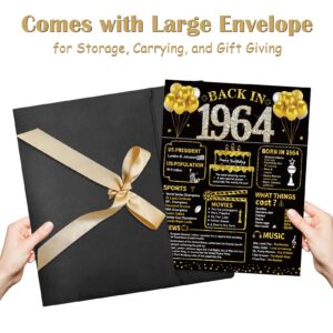 Kuxriox Large 60th Birthday Card With Envelope, Black Gold Happy 60th Birthday Giant Guest Book Gifts for Men Women, Giant Sixty Bday Card Gifts Party Supplies, Back in 1964 Jumbo 60 Bday Card