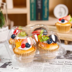 NPLUX 4 Compartment Cupcake Containers 20 Pack Cupcake Holder with Connected Airtight Lid Cupcake Boxes for 80 Cupcakes Muffins, BPA Free, Standard Size