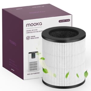 mooka m05 air purifier filter, 3-in-1 true hepa filter, high-efficiency activated carbon air filter for smoke, odor, dander, pollen