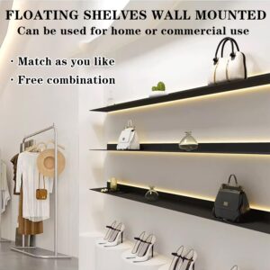 1pcs LED Floating Display Shelf with Built-in Illuminated Lights, Wall Mounted Metal Emitting Shelf Lighted Display Shelf, Creative Hanging Shelf for Living Room, Bedroom, Kitchen,Gold,150cm/59in