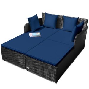 salches outdoor rattan daybed, navy