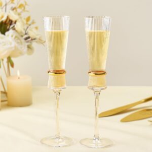 Parihy Wedding Champagne Flutes set of 2, Crystal Champagne Flutes for Mr and Mrs, Bridal Shower Housewarming Gifts, Wedding Gifts Engagement Gifts Bride and Groom