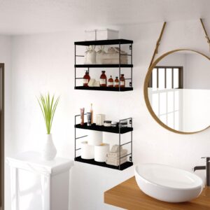 Eifiwot Floating Wall Shelves, Wooden partitions,Wall-Mounted Storage Rack, Various Combinations can be Adjusted, Suitable for Bedroom, Living Room, Office, or Any Other Space it Might fit (Black)