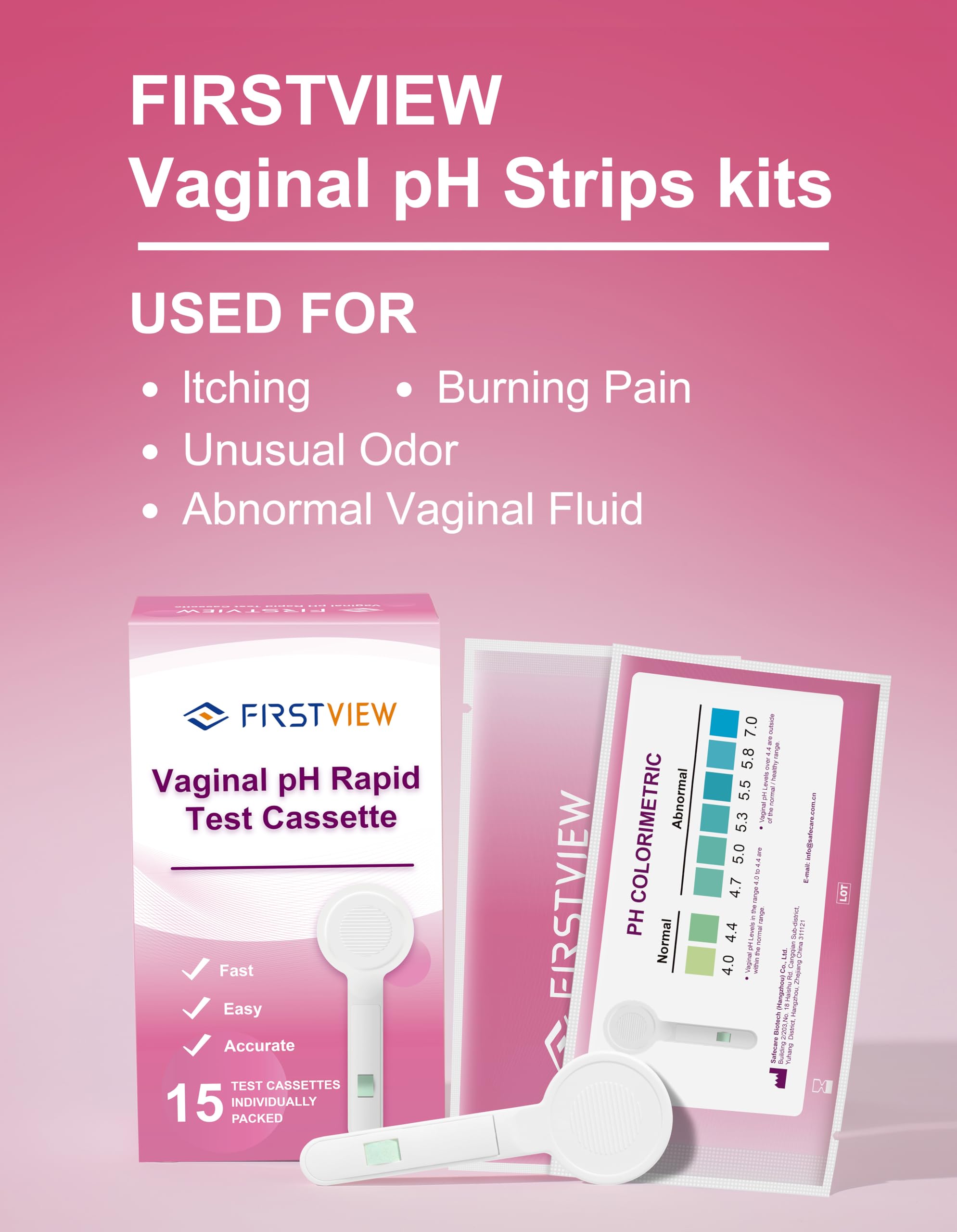 Vaginal pH Test Strips, Feminine Health Vaginal pH Test Strips Kits for Bacterial Vaginitis, Trichomonas Vaginitis, pH Balance for Women- 15pcs