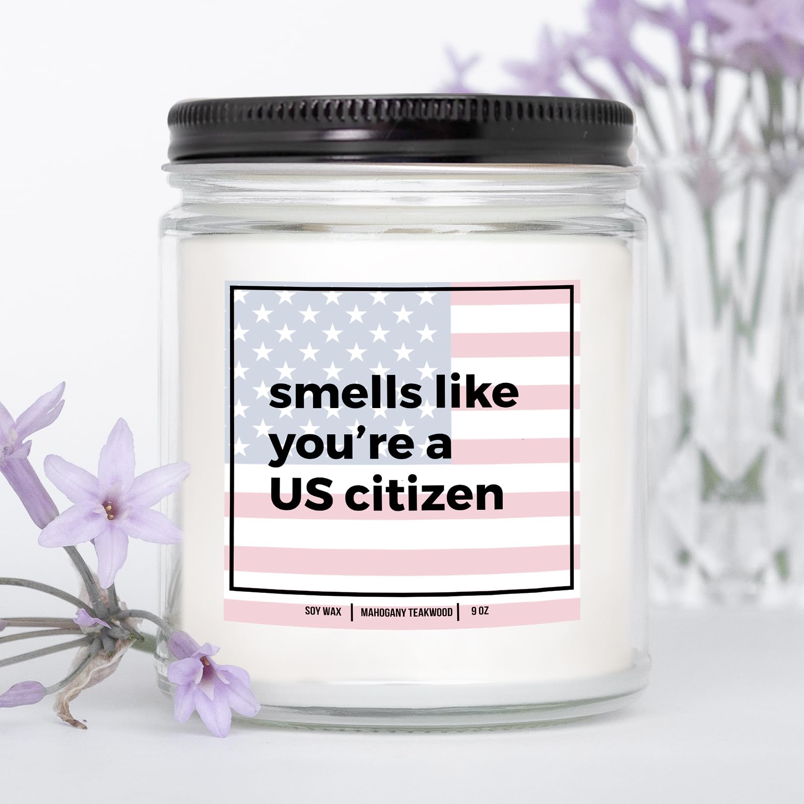 YouNique Designs New American Citizen Gifts Candle Gifts for a New Us Citizen - Cool Gifts for American Citizenship - US Citizenship Gifts for Women, Men - New Citizen Gifts (Mahogany Teakwood)