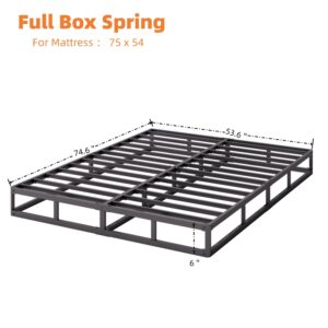 Daqutic Full Size Box Spring, Box Spring Full Size Bed, 6 Inch Height Full Box Spring with Cover, Easy Assembly/Noise Free/Heavy Duty/Mattress Foundation