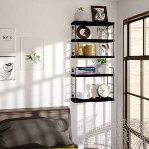 Eifiwot Floating Wall Shelves, Wooden partitions,Wall-Mounted Storage Rack, Various Combinations can be Adjusted, Suitable for Bedroom, Living Room, Office, or Any Other Space it Might fit (Black)