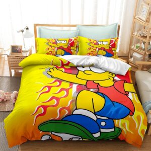 jewoss simpsons 3 piece bedding set printed duvet cover set printed bed comforter cover quilt covers with pillowcases for your own bedroom no quilt(queen), style1