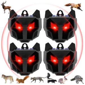 4 pack upgraded racoon repellent outdoor,solar deer repellent devices coyote deterrent predator eyes animal deterrent devices outdoor with predator lights for chicken coop yard farm garden