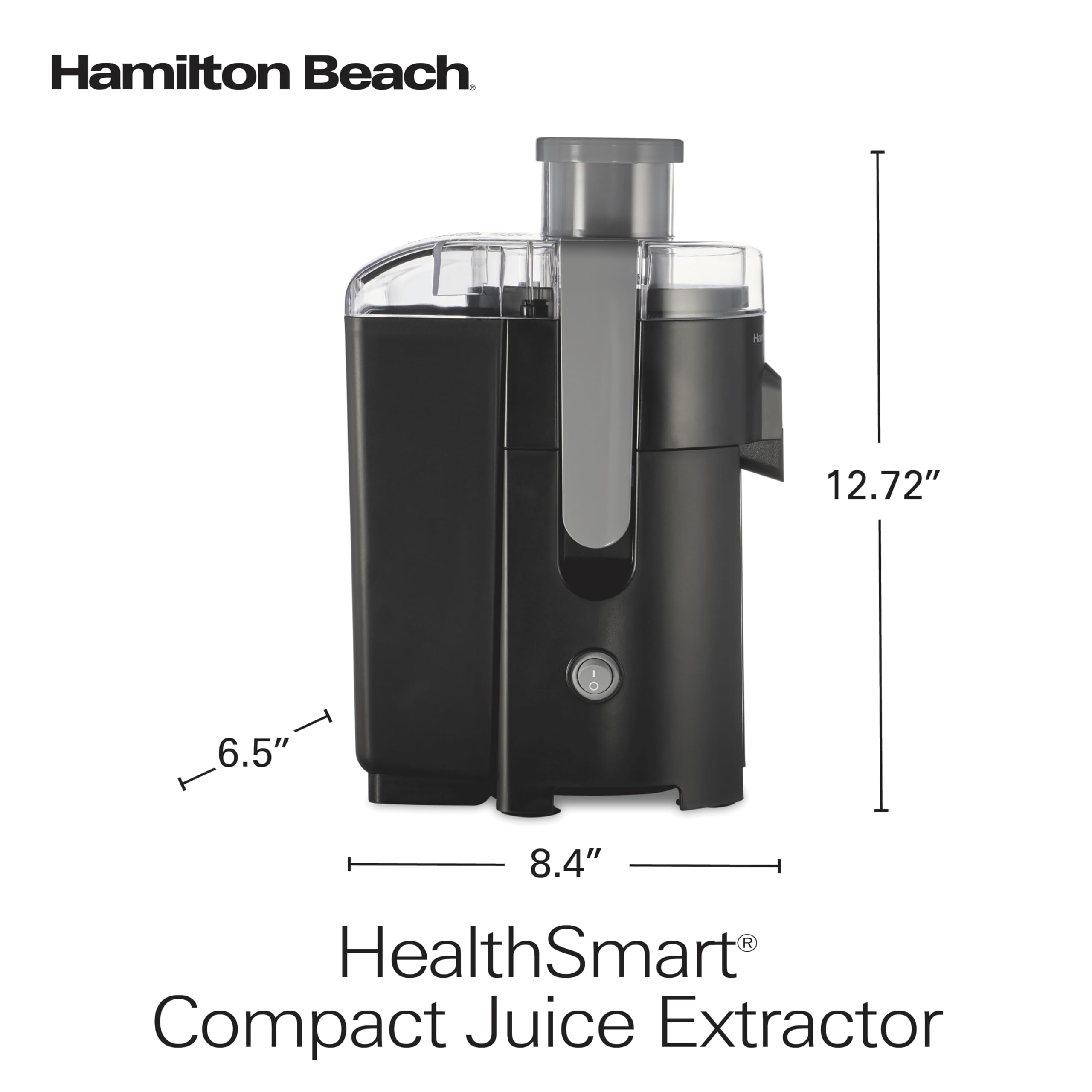 Hamilton Beach HealthSmart Juicer Machine, Compact Centrifugal Extractor, 2.4” Feed Chute for Fruits and Vegetables, Easy to Clean, BPA Free, 400W, Black and Gray (67502)