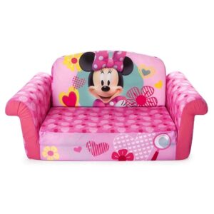 MARSHMALLOW Furniture 2 in 1 Kids Couch, Extendable Sleeper Toddler Couch, Reversible Toddler Chair for Lounging and Sleeping, Minnie Mouse (2 Pack)