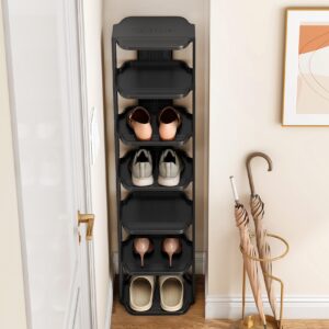 HERJOY 8 Tier Shoe Rack for Closet, Stackable Shoe Organizer for Front Door Entrance Narrow Vertical Shoe Shelf Plastic Shoe Storage Cabinet for Entryway, Closet, Bedroom