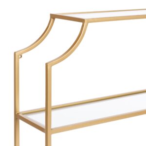 Kate and Laurel Ciel Modern Glam Wide Two-Tier Wall Shelf, 24 x 20, Gold, Tiered Bathroom Shelves for Over The Toilet Storage or Bedroom Makeup Organizer