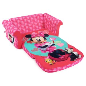 MARSHMALLOW Furniture 2 in 1 Kids Couch, Extendable Sleeper Toddler Couch, Reversible Toddler Chair for Lounging and Sleeping, Minnie Mouse (2 Pack)