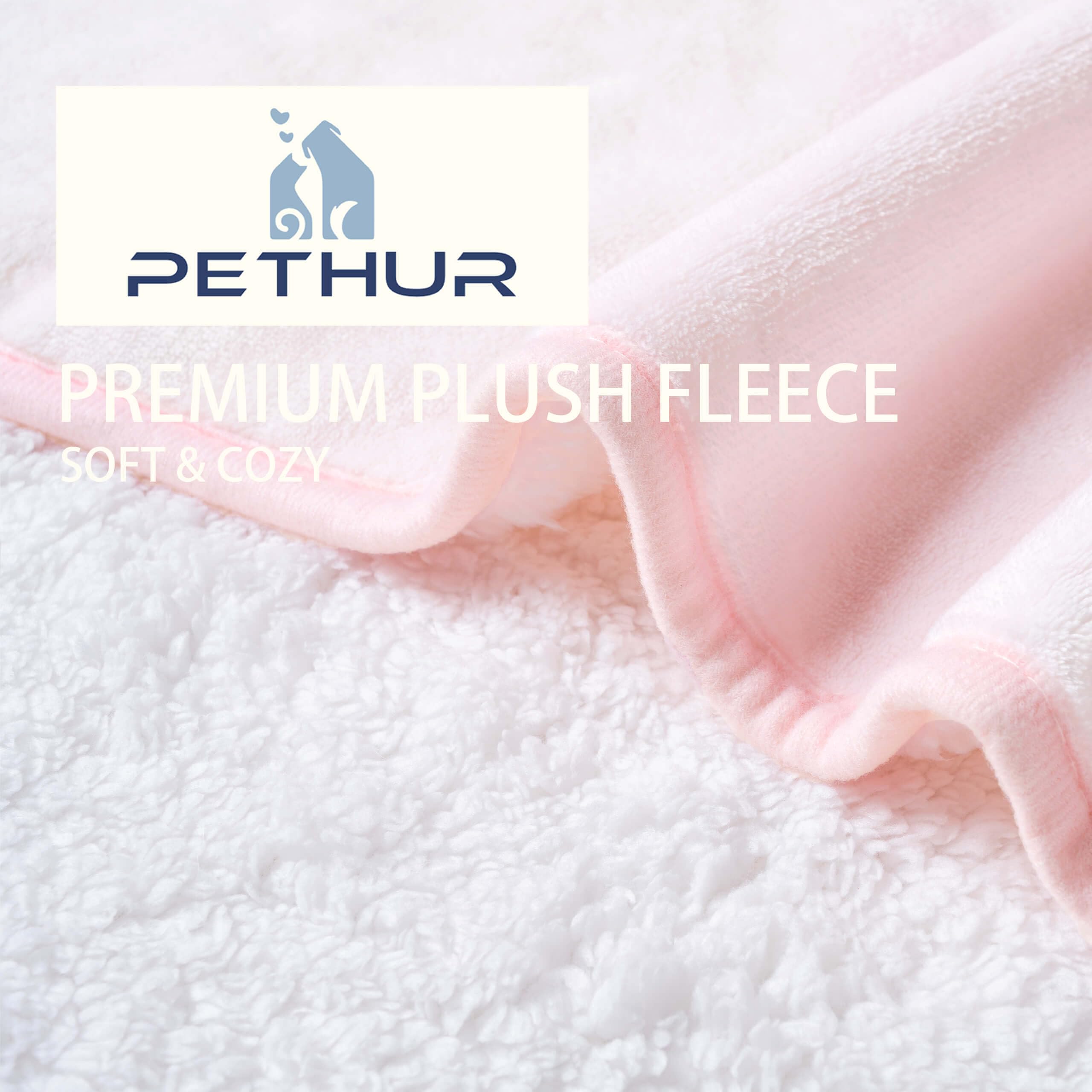 PETHUR Waterproof Dog Blanket for Bed, Dog Blankets for Large Dogs Washable, Soft Flannel Pet Blanket for Couch, Reversible Dog Bed Cover, 60"x80", Light Pink