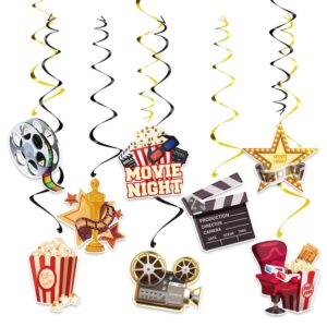 SKIRUP 18 Pieces Movie Night Decorations Party Decorations Kit movie night Banner Hanging Swirls Movie Theater Themed for Bridal Shower Birthday Party Supplies Film Backdrop