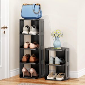 herjoy 8 tier shoe rack for closet, stackable shoe organizer for front door entrance narrow vertical shoe shelf plastic shoe storage cabinet for entryway, closet, bedroom