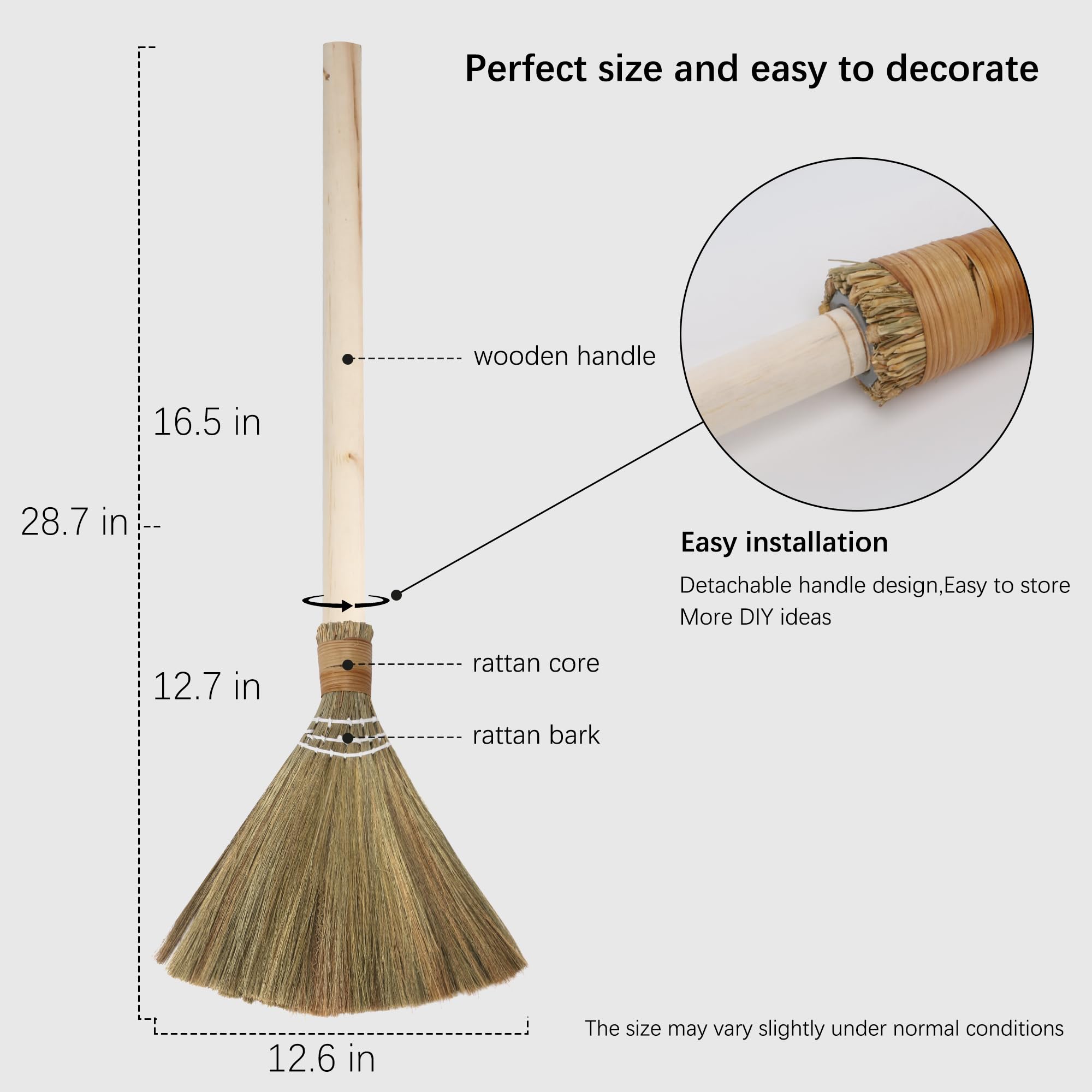 Wedding Broom for Jumping Ceremony, Decorative Jump Broom DIY White Tulle Accents with Ribbons Artificial Pearl Roses