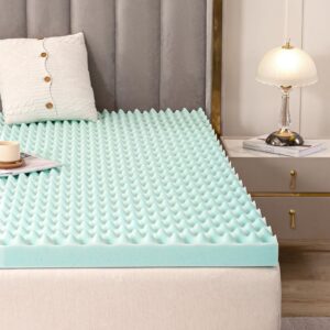 MUUEGM Mattress Topper 3 Inches Egg Crate Memory Foam Mattress Topper Twin Size, Gel Infused Memory Foam Cooling Ventilated Breathable Blue Mattress Pad Back Pain Relief