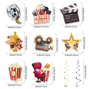 SKIRUP 18 Pieces Movie Night Decorations Party Decorations Kit movie night Banner Hanging Swirls Movie Theater Themed for Bridal Shower Birthday Party Supplies Film Backdrop