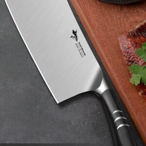 MAD SHARK Meat Cleaver Knife, German Stainless Steel Professional Butcher Chopper 7.5 Inch, Stainless Steel Handle, Heavy Duty Blade for Home Kitchen and Restaurant