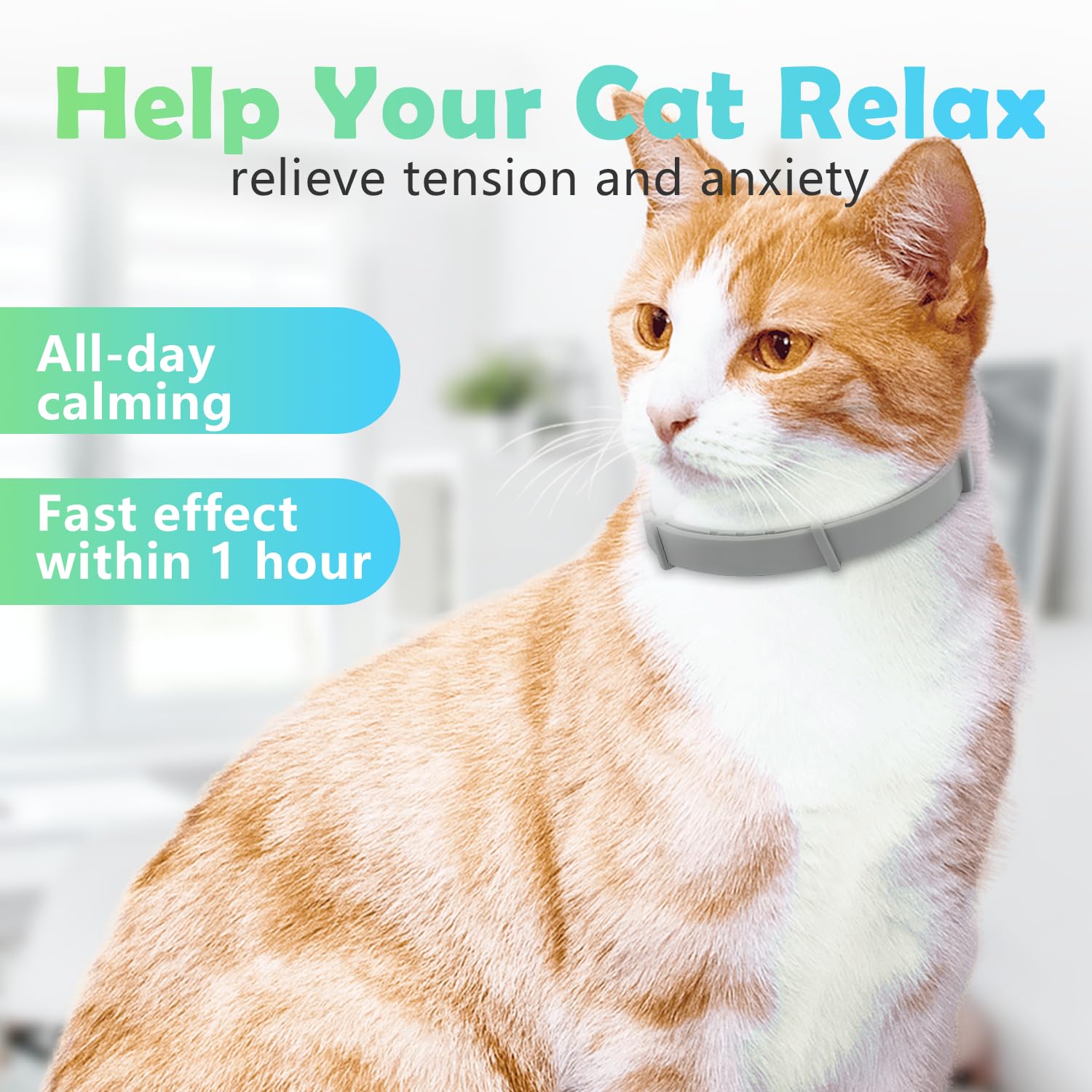 Cat Calming Collar 4 Pack Calming Collar for Cats Adjustable Lengths Pheromone Collar for Cats Lasts 60 Days Calming Cat Collar to Anxiety Relief, Stress Relief