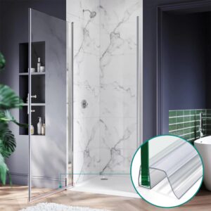 Bathroom Shower Glass Door Bottom Seal Strip, 2PCS 36 Inch Long Clear PVC Seal Strips for 5/16"(8mm) - 3/8"(10mm) Thick Framless Glass Door Panel