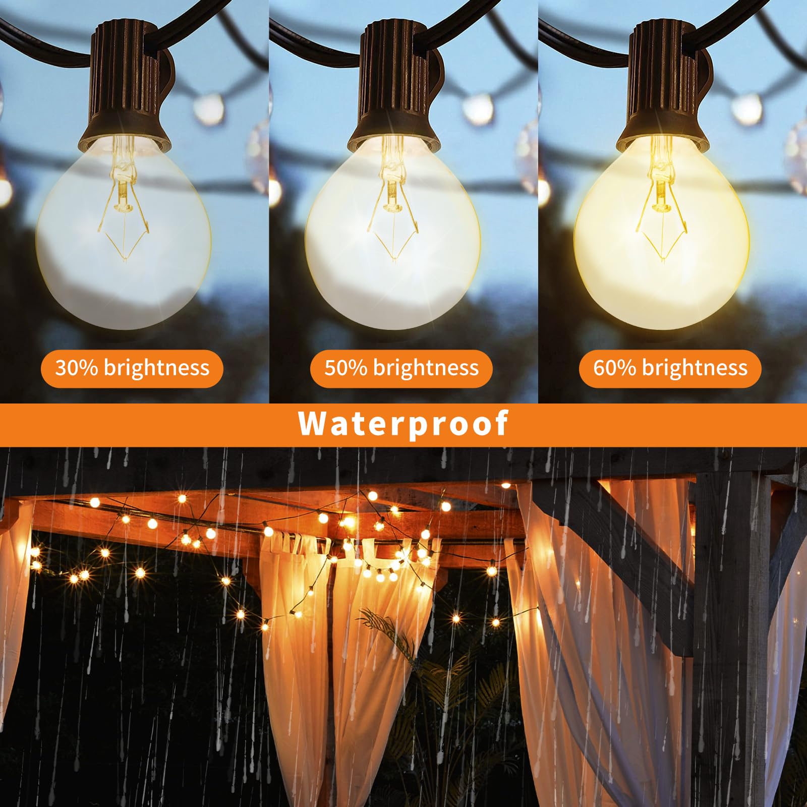 HINUAXBULB 8 Pack 40 Watt Wax Warmer Bulb Replacement Light Bulb for Full Size Scentsy Warmer 120V G50 E12 Incandescent Standard Base for Indoor Outdoor Patio String Lights