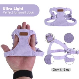 Dog Harness and Leash Set, XS No Pull Adjustable Puppy Harness with Multifunction Purple Dog Leash and Collar, Soft No Choke Escape Proof Pet Harness Vest for Small Dogs and Cats (Purple, XS)