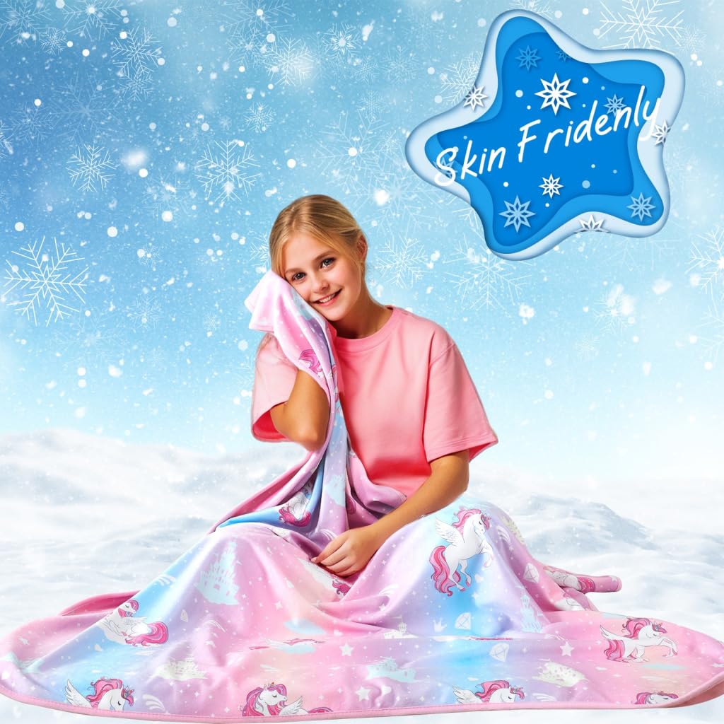 UOMNY Cooling Blanket for Hot Sleepers,Cooling Blanket for Kids, Blanket Unicorn Castle Toys Gift for Girls,Q-Max>0.4 Arc-Chill Cooling Fibe, Summer Cool Blanket,50"x60"