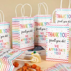 CHUNNIN 12 Pcs We Appreciate You Paper Gift Bags Thank You for All You Do Goodie Bag Be Thankful to Teacher Doctor Staff Treat Bag Decoration for Thank You Party Favors Congratulations Supplies