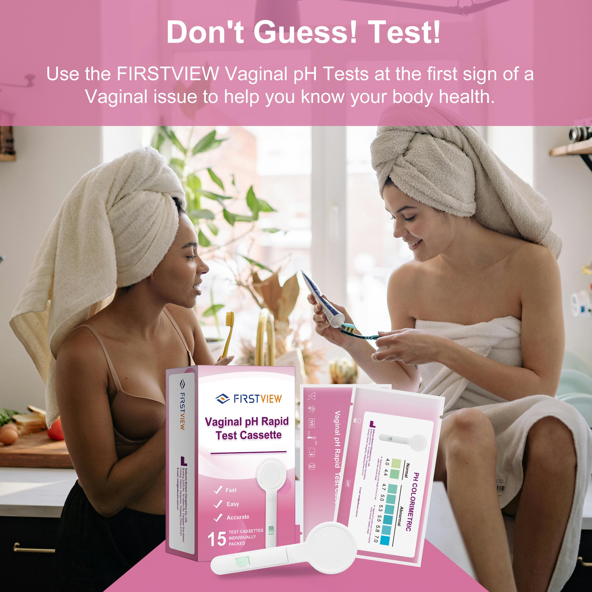 Vaginal pH Test Strips, Feminine Health Vaginal pH Test Strips Kits for Bacterial Vaginitis, Trichomonas Vaginitis, pH Balance for Women- 15pcs