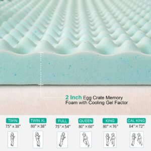 MUUEGM Mattress Topper 3 Inches Egg Crate Memory Foam Mattress Topper Twin Size, Gel Infused Memory Foam Cooling Ventilated Breathable Blue Mattress Pad Back Pain Relief