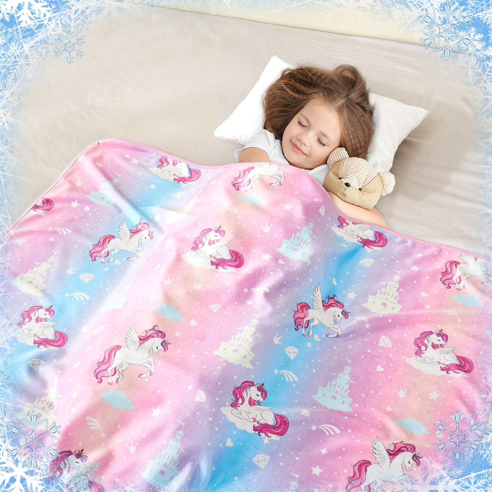 UOMNY Cooling Blanket for Hot Sleepers,Cooling Blanket for Kids, Blanket Unicorn Castle Toys Gift for Girls,Q-Max>0.4 Arc-Chill Cooling Fibe, Summer Cool Blanket,50"x60"